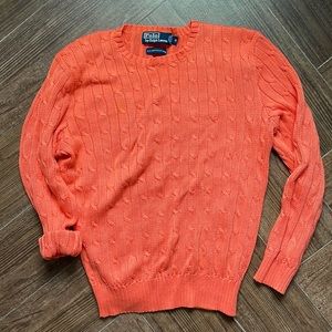 Ralph Lauren polo cableknit, sweater, Bright Coral Women’s Size Medium
